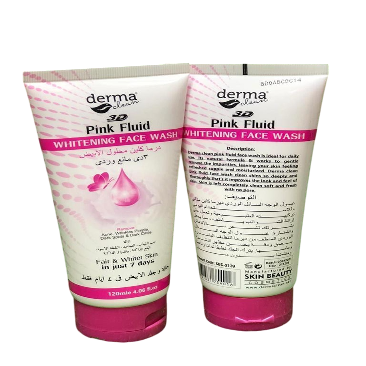 Derma Clean Whitening Pink Fluid Facewash