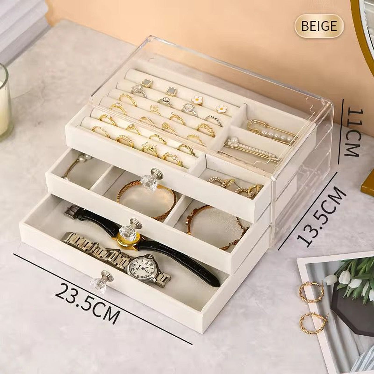 3-layer jewelry storage box