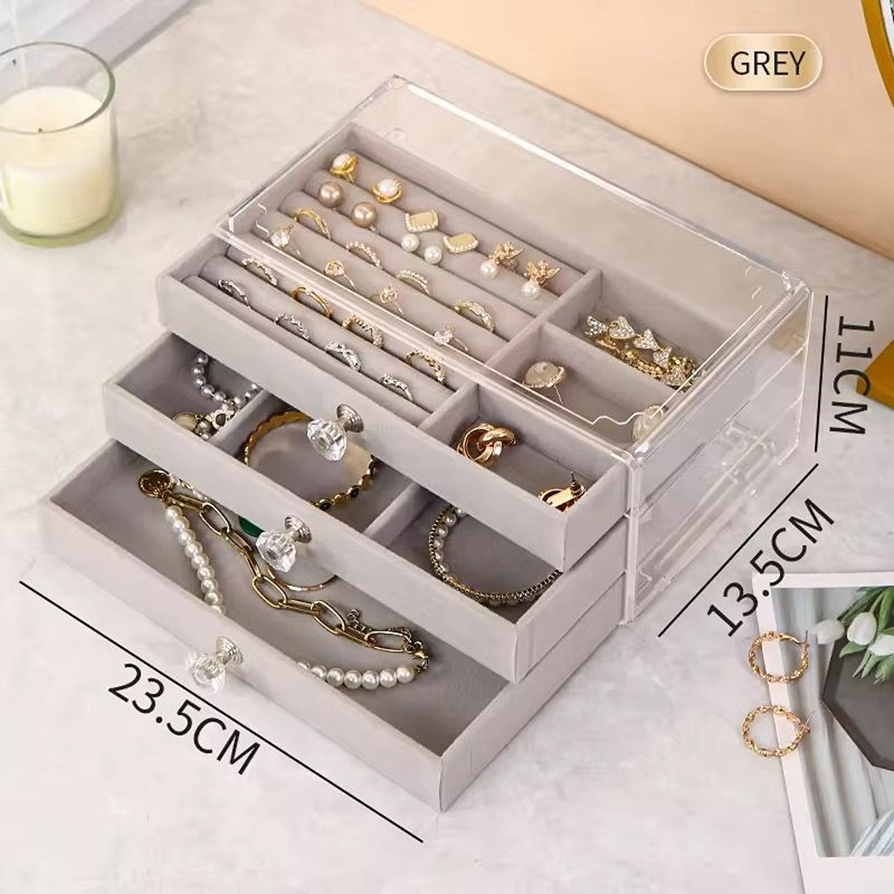 3-layer jewelry storage box
