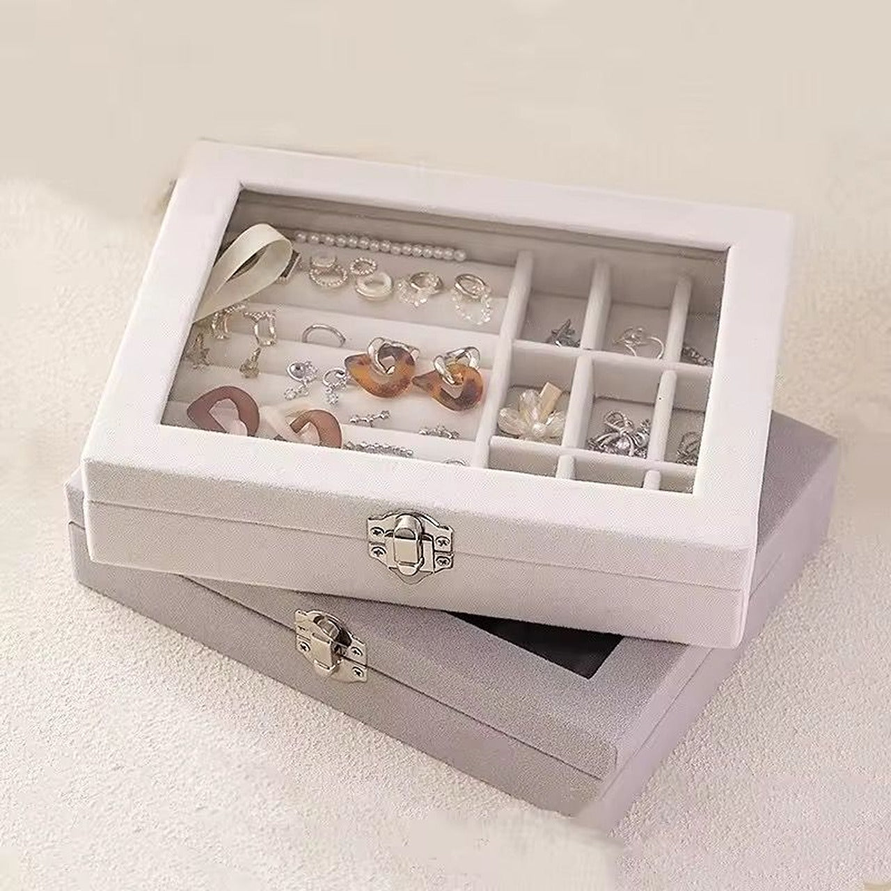 1-layer jewelry box with glass lid