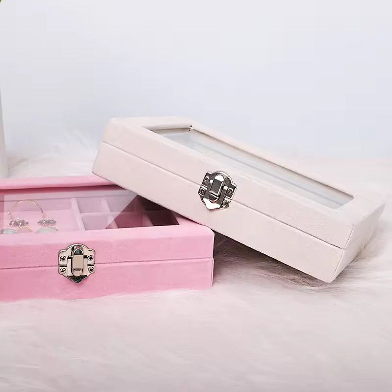 1-layer jewelry box with glass lid