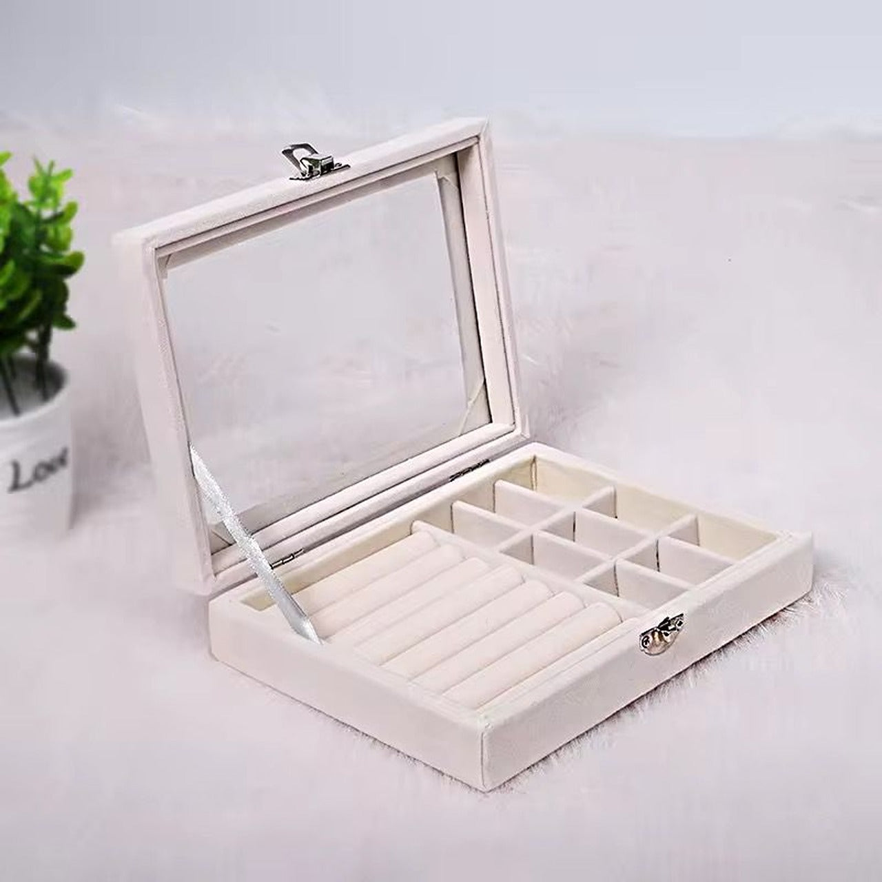 1-layer jewelry box with glass lid