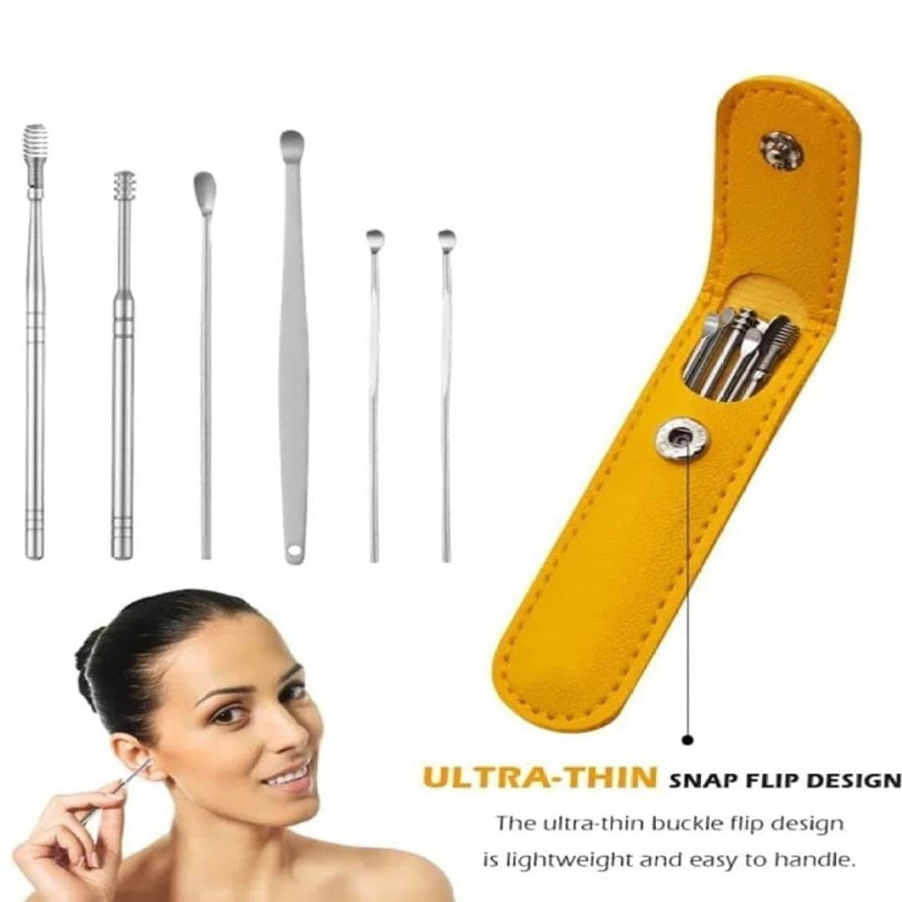 Ear Wax Cleaning Tools Kit Set with Leather Pouch